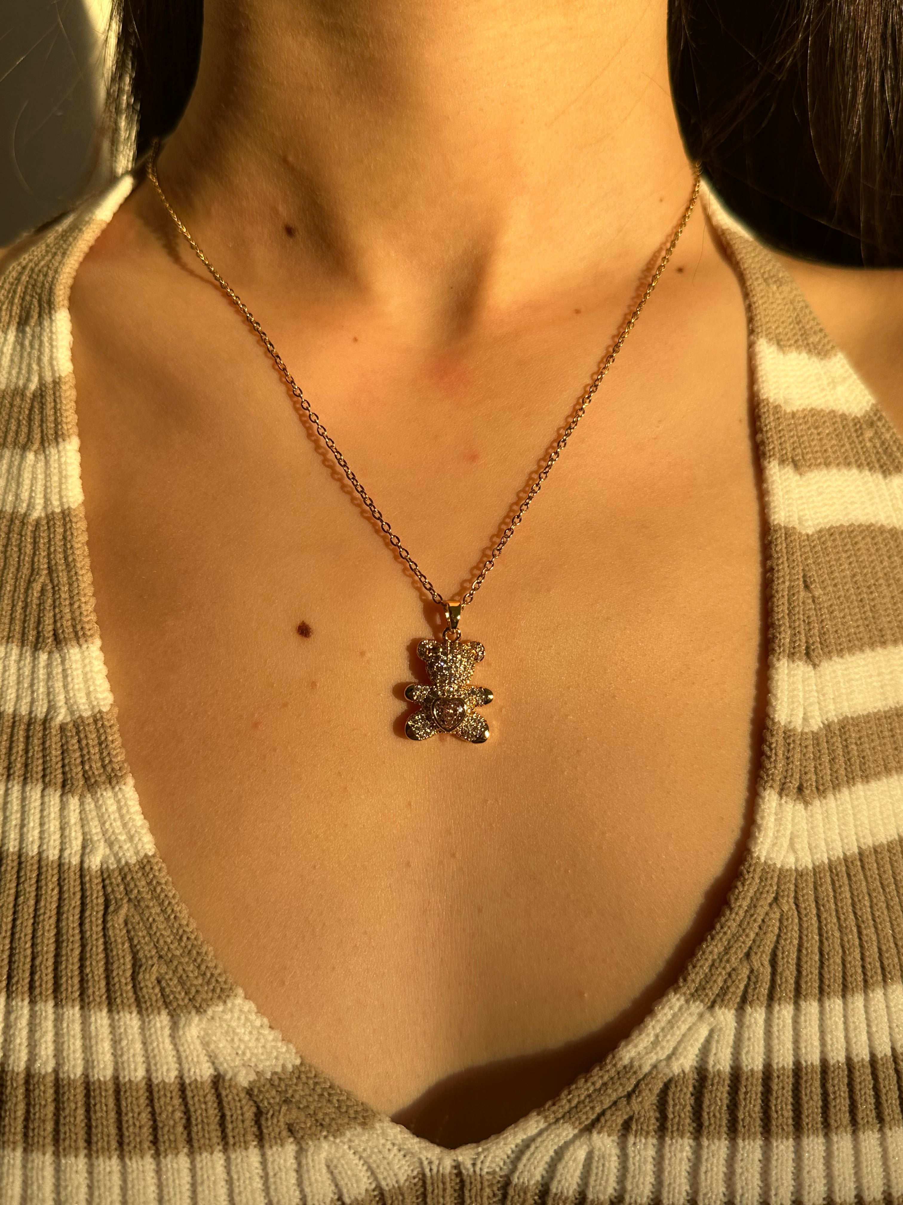 Collier Nounours Rose