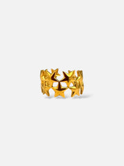 Bague Couronne d'Étoiles Dorées